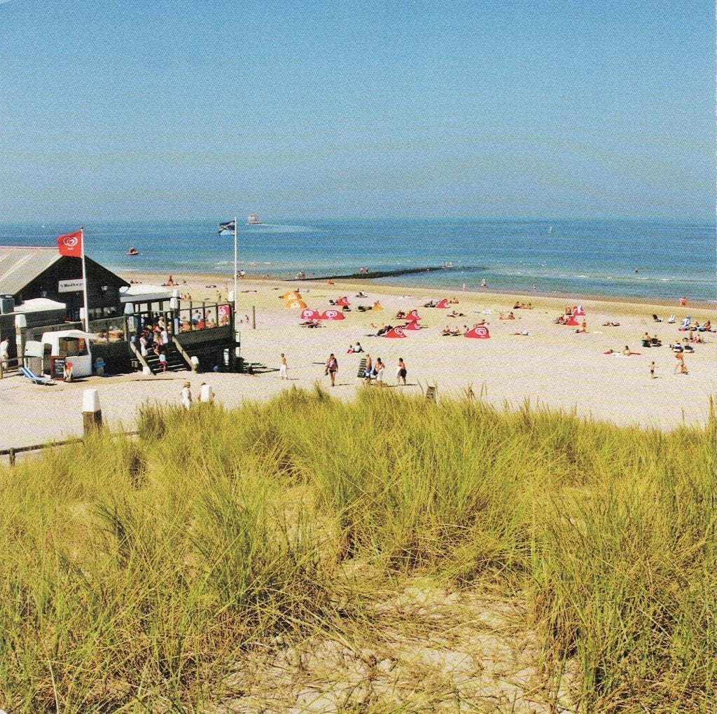 Vlieland Badhuys aan het strand 15x15 cm. 4, Verzenden, 1980 tot heden, Ongelopen, Waddeneilanden