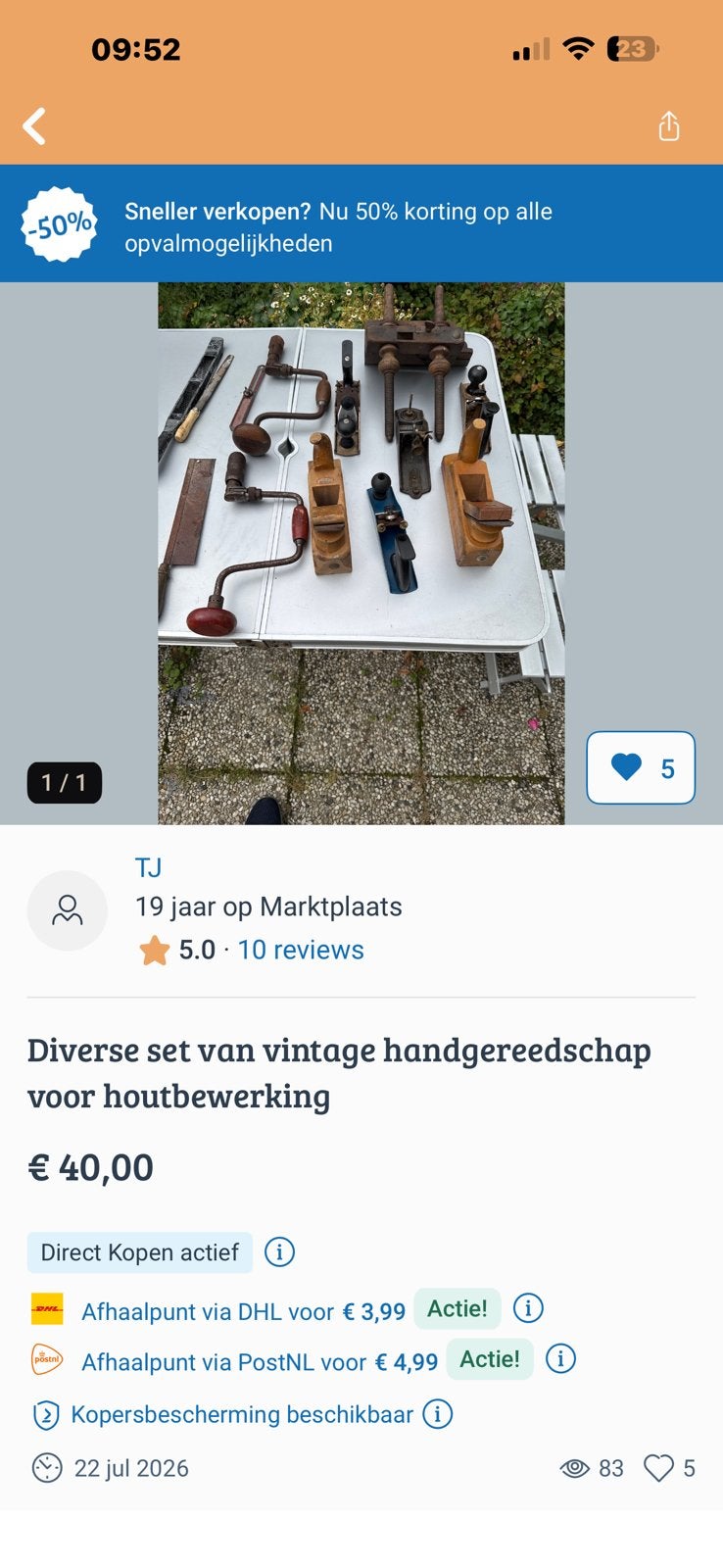 Diverse set van vintage handgereedschap voor houtbewerking, Ophalen of Verzenden