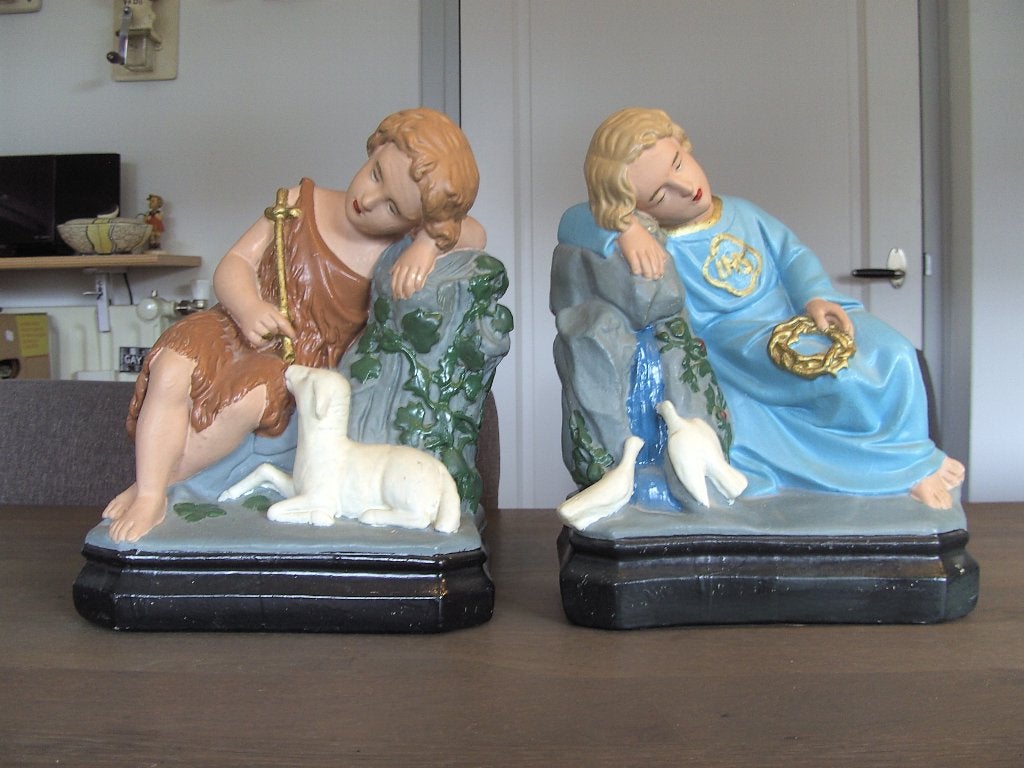 Brocante Engelenbeeldjes Stefaantjes 2 stuks, Ophalen of Verzenden, Gebruikt, Religie