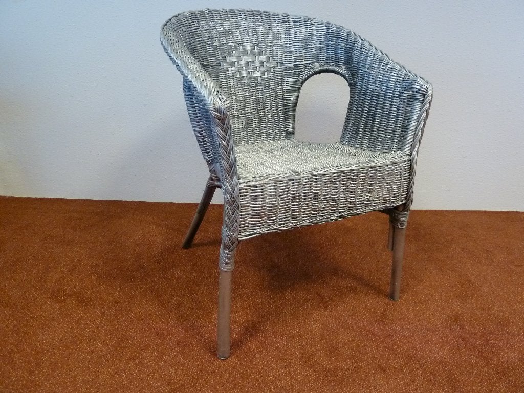 Ikea rieten stoel in zilverkleur, Ophalen, Overige kleuren, Riet of Rotan, Zo goed als nieuw