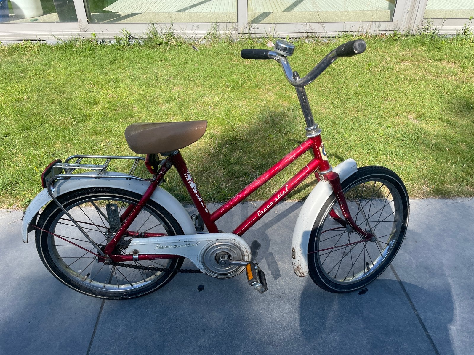 Vintage Locomotief kinderfiets - Rood, Ophalen, Gebruikt, Terugtraprem, 16 tot 20 inch