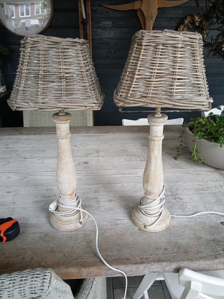 2 lampjes rieten kap, Ophalen of Verzenden, Rond, 50 cm of meer