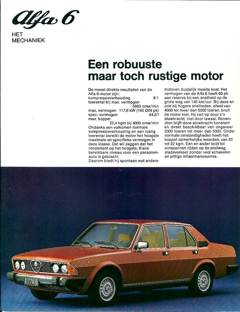 Folder Alfa 6 1979, Ophalen of Verzenden, Gelezen, Alfa Romeo