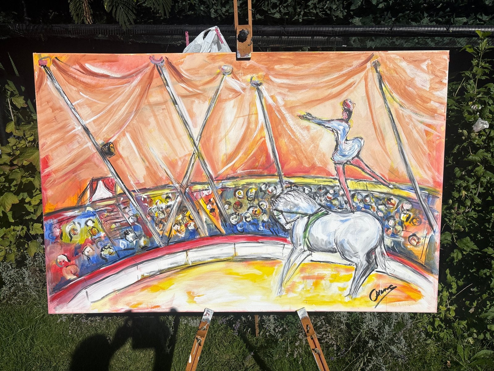 Circusvoorstelling Schilderij - Acryl op Canvas, Antiek en Kunst, Ophalen of Verzenden