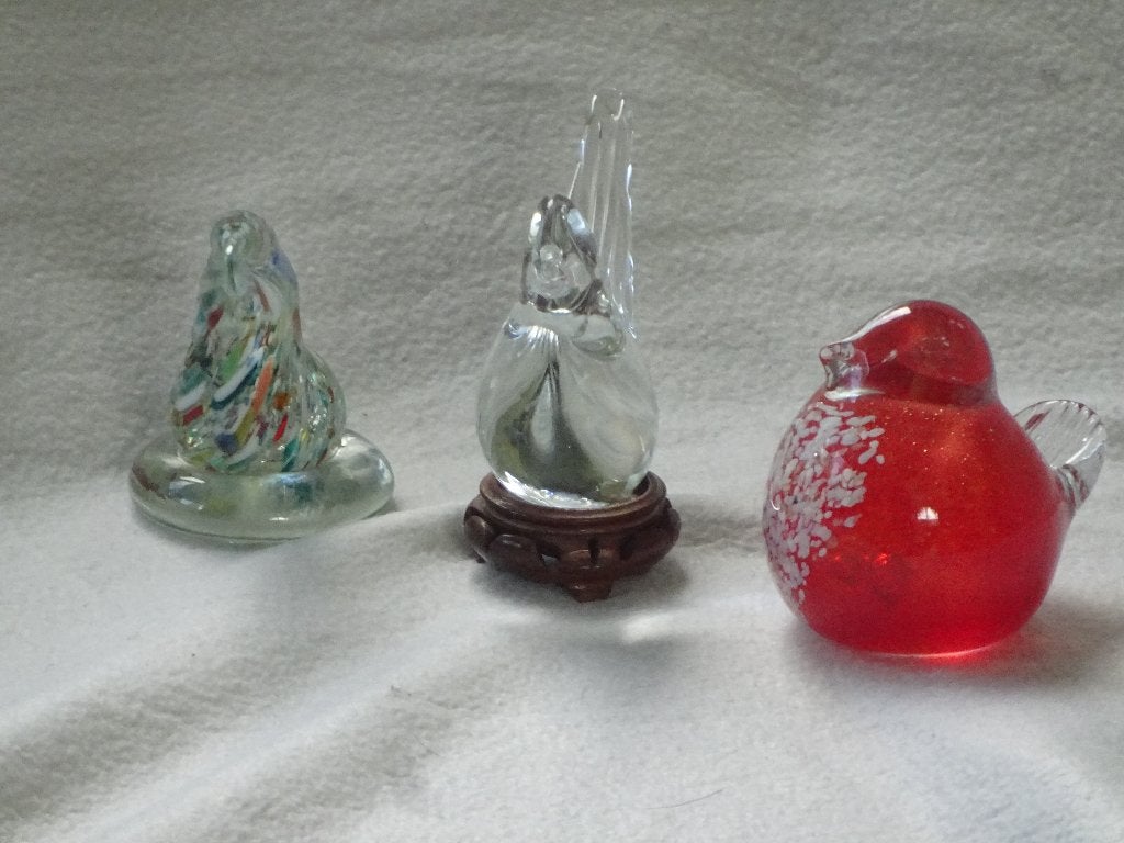 Drie glazen vogeltjes, Antiek en Kunst, Ophalen of Verzenden