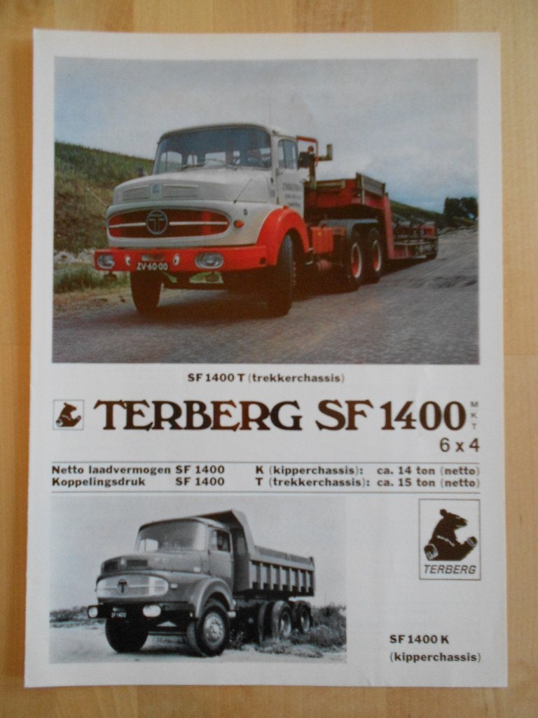 Terberg SF1400 Brochure ca 1975 6x4, Ophalen of Verzenden, Zo goed als nieuw, Overige merken, Terberg