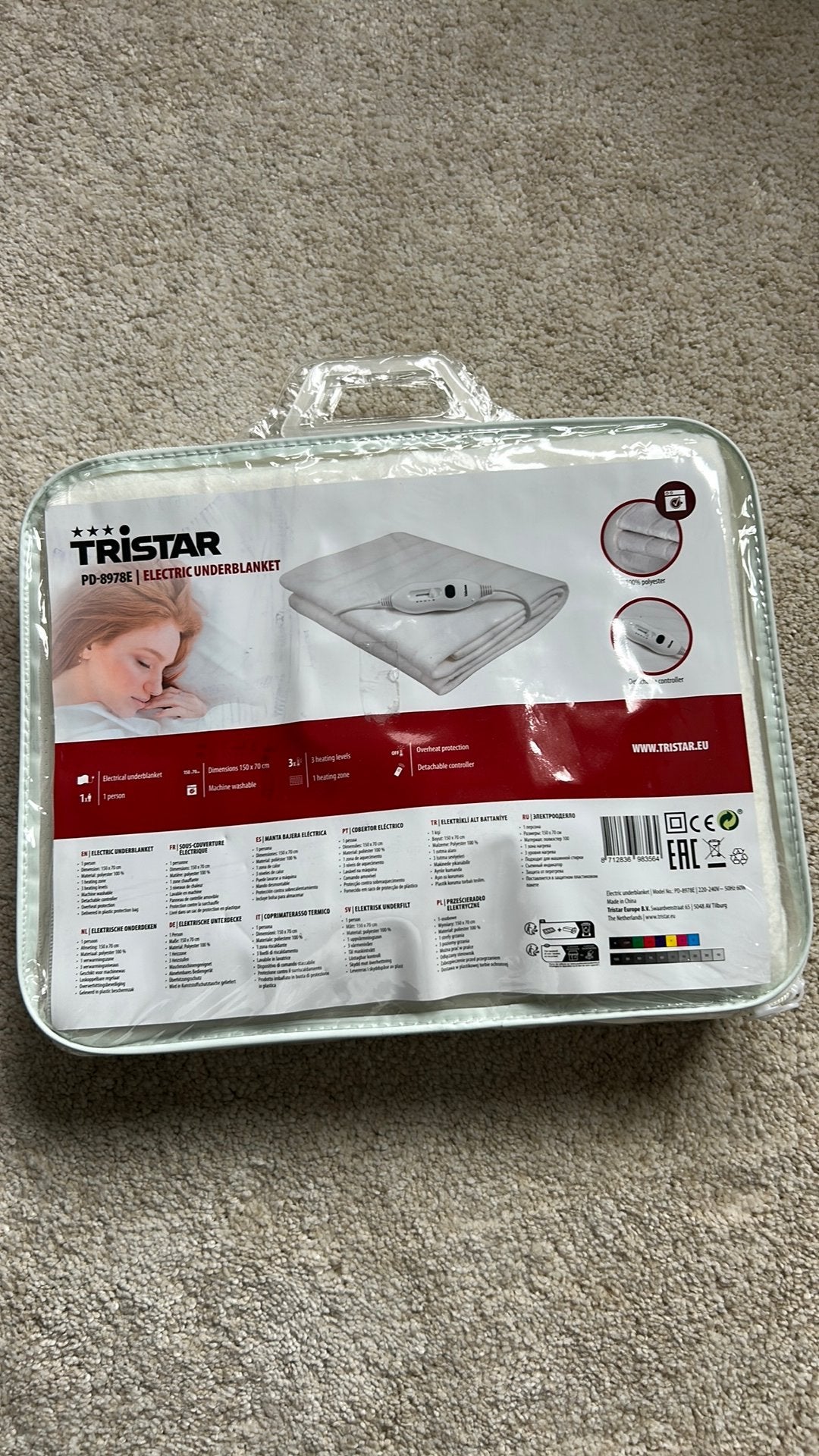 Tristar elektrische deken nieuw!, Eenpersoons, Wit, Ophalen of Verzenden, Deken of Dekbed