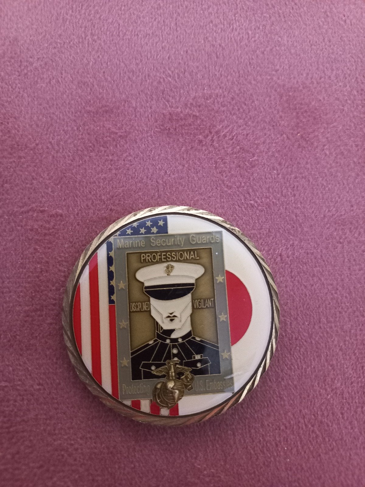 US Marines Ambassade Bewaking Tokyo Japan Challenge Coin, Ophalen of Verzenden, Marine, Amerika
