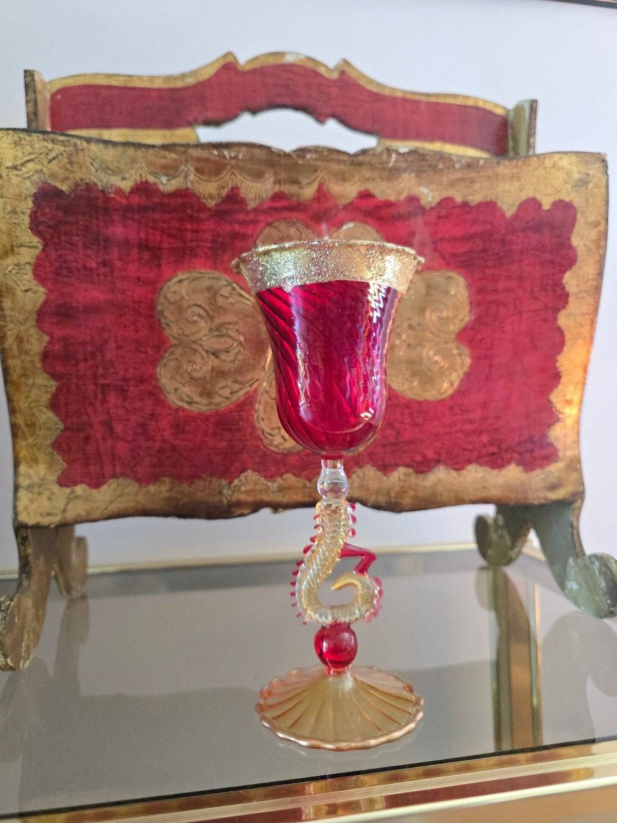 Prachtige antieke Murano glazen beker, jaren 1950 - Italië, Antiek en Kunst, Antiek | Glas en Kristal, Ophalen of Verzenden