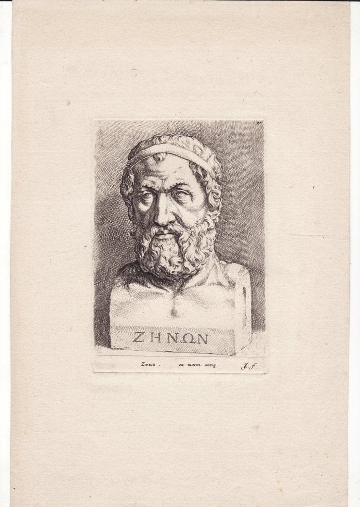 Filosoof Zeno van Elea ets Jan de Bisschop 1740 dialectiek, Verzenden, Portret, Ets, Blanco verso