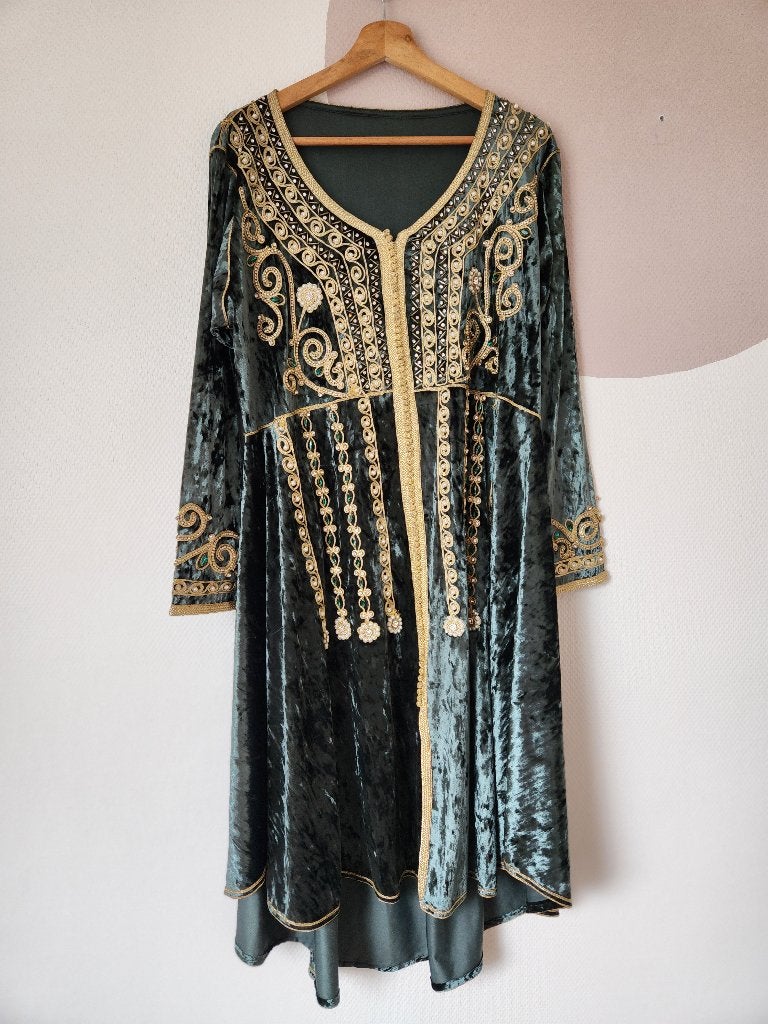 Marokkaanse jurk/kaftan - groen/goud, Maat 46/48 (XL) of groter, Ophalen of Verzenden, Onbekend, Zo goed als nieuw