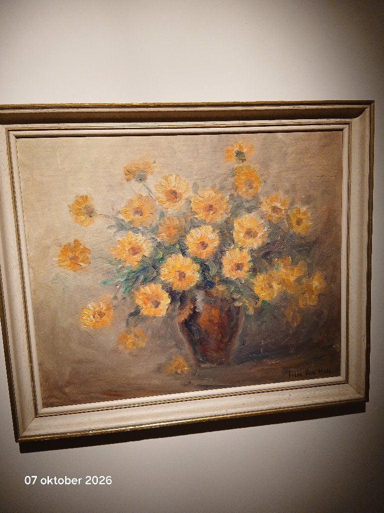olieverfschilderij van Tilla van Hees, Doek, Stilleven, Ophalen of Verzenden, Gesigneerd
