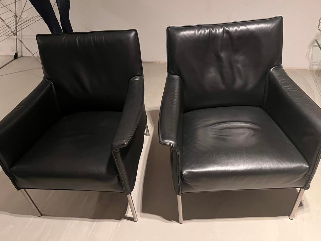 Te koop twee mooie Limec Design on Stock stoelen, Huis en Inrichting, Fauteuils, Ophalen, Zo goed als nieuw, 50 tot 75 cm, Leer