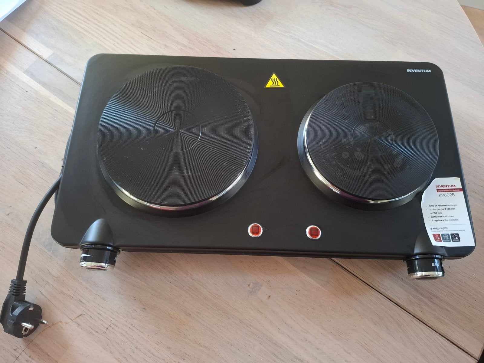 Inventum Kookplaat 2 Kookzones - Elektrisch, Ophalen, 3 kookzones of minder, Zo goed als nieuw, Vrijstaand