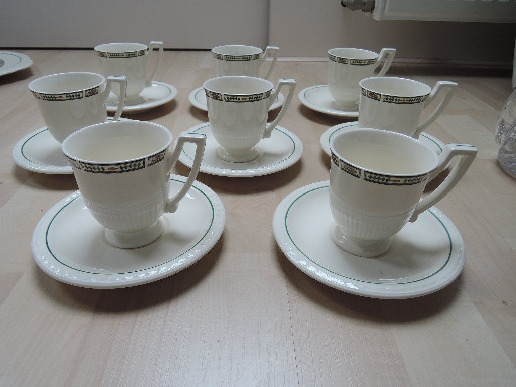 Koffie kopjes Recamier Royal Creamware, Wedgwood-look, Ophalen of Verzenden, Zo goed als nieuw, Porselein, Kop en/of schotel