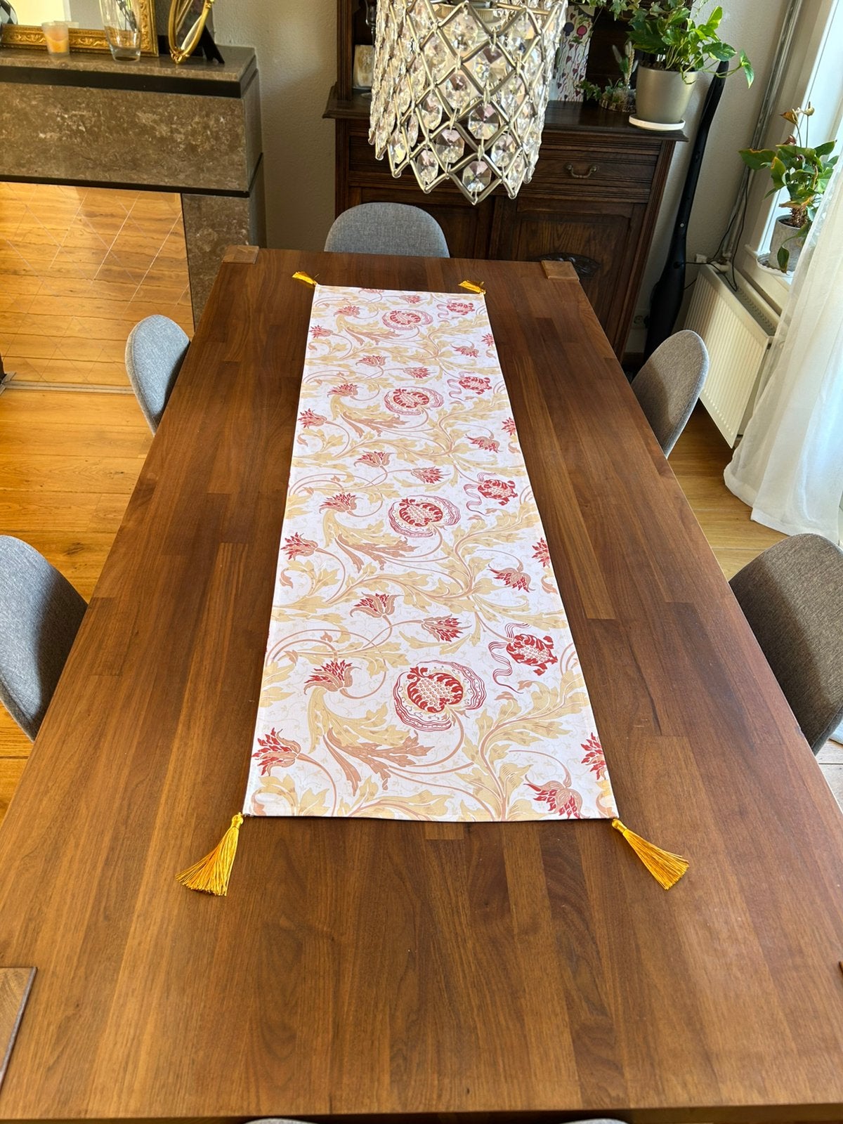 Tafelloper van William Morris stof handgemaakt, 147 cm, Nieuw, Katoen, Tafelloper