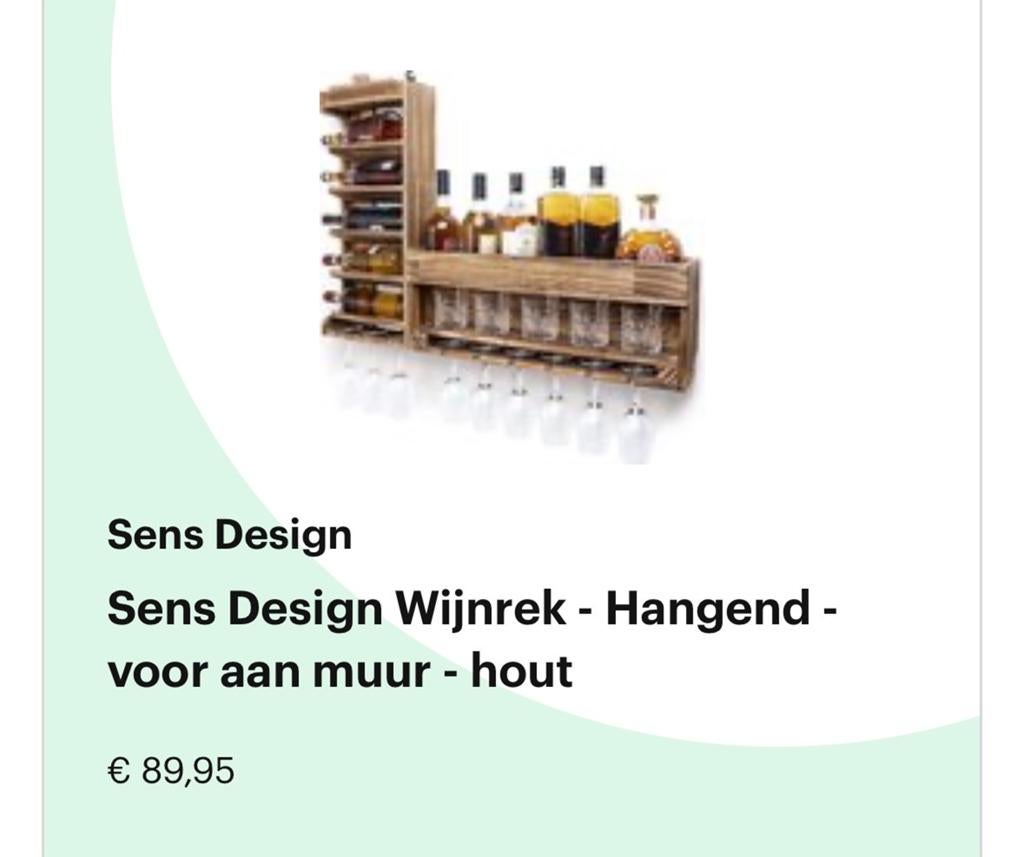 Houten drankrek/wijnrek voor aan de muur - Zo goed als nieuw, Huis en Inrichting, Woonaccessoires | Wijnrekken, 5 tot 15 flessen