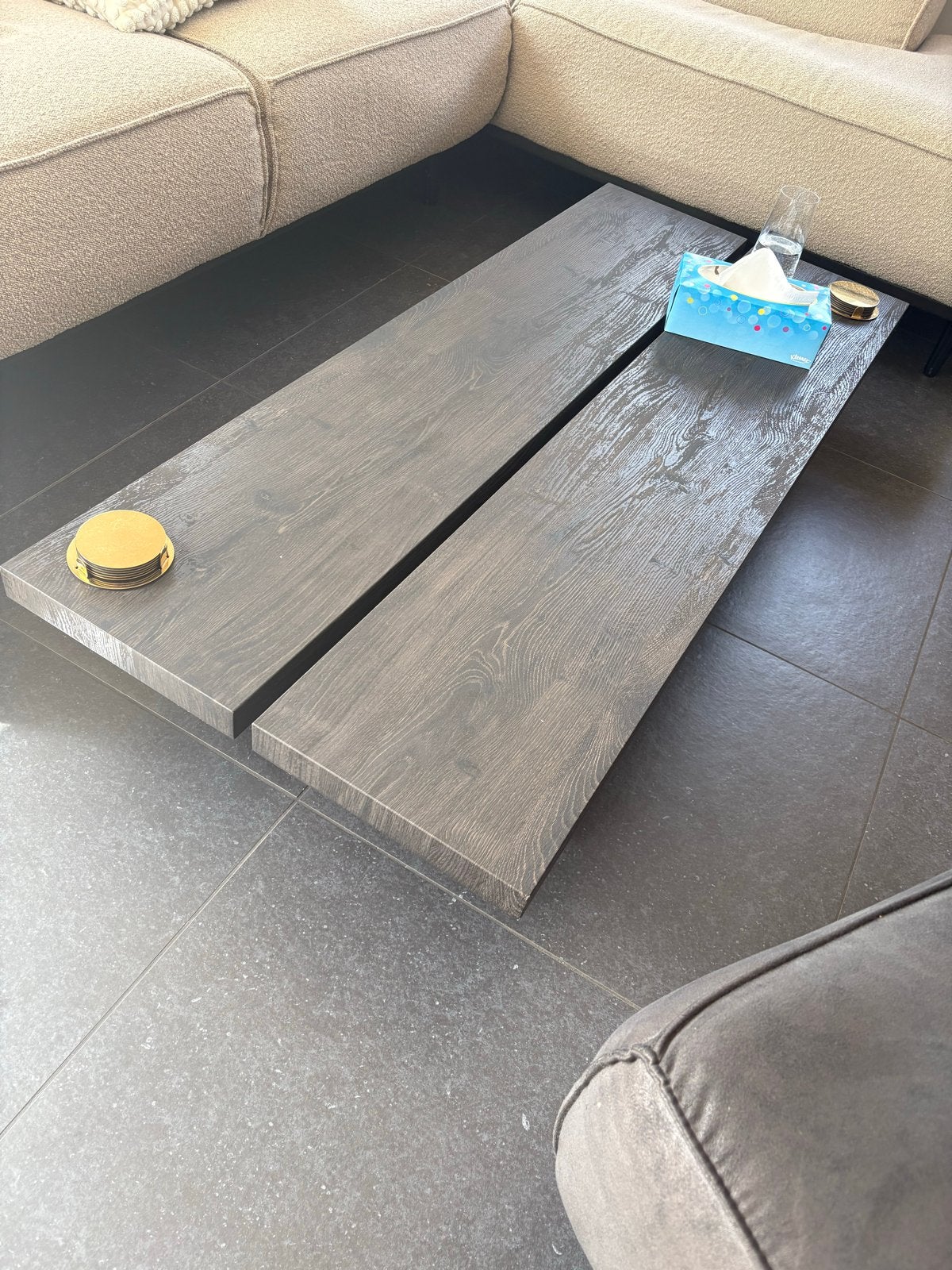 Zo goed als nieuw Woood Lion Salontafel - 25x160x60 cm, Huis en Inrichting, Ophalen, Gebruikt, 50 tot 100 cm, 150 tot 200 cm