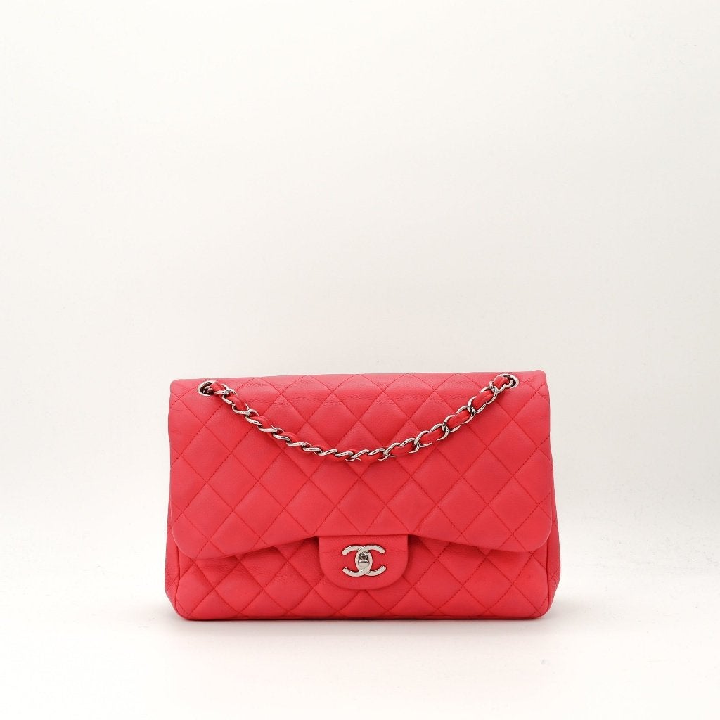 Chanel Jumbo in roze gegraineerd leer handtas