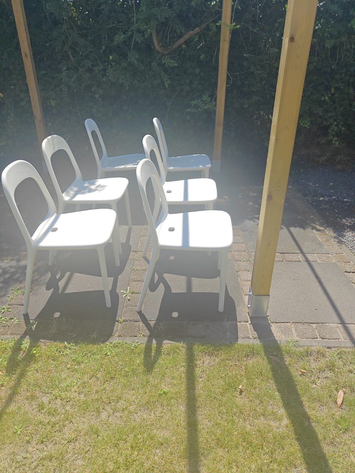 6x IKEA Urban stoelen, wit - binnen/buiten, Ophalen of Verzenden, Gebruikt, Kunststof