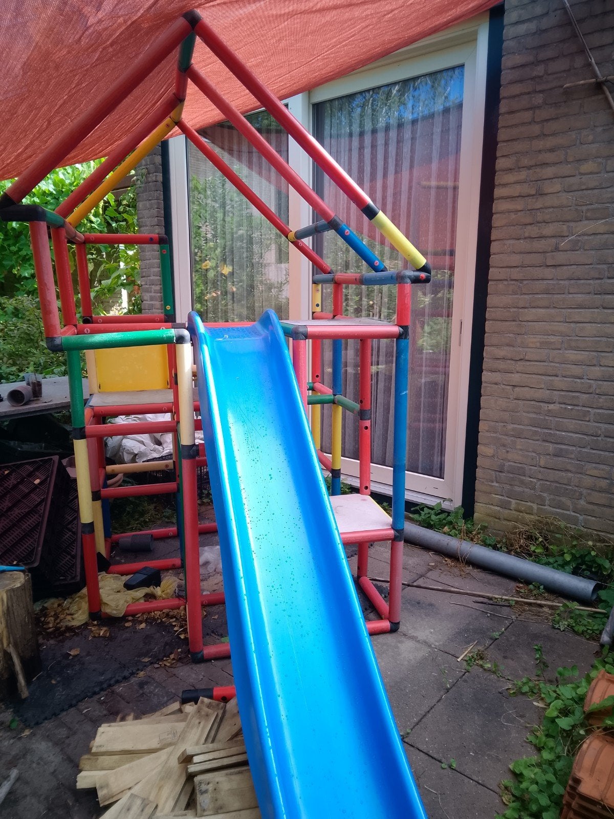 Grote set speeltoestel onderdelen (buizen,koppelingen,glijb, Ophalen, Gebruikt, Klimwand, Aanbouwonderdeel