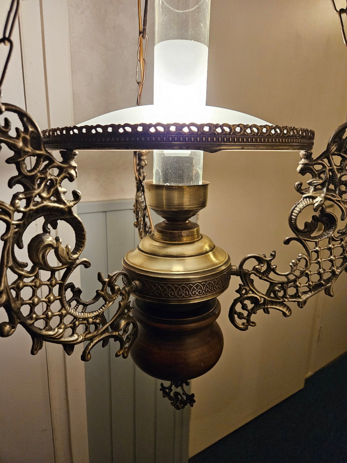 Antieke Hanglamp - Oosterse Stijl met Messing en Hout, Antiek en Kunst, Ophalen