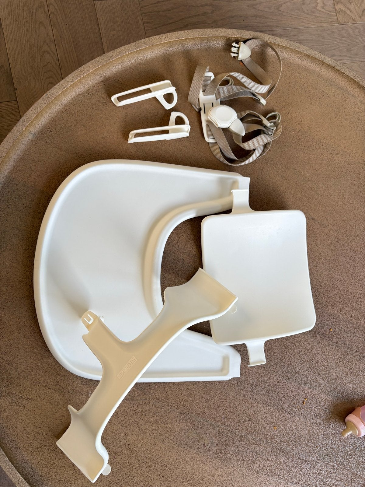 Stokke Tripp Trapp accessoires: Baby Set, Gordel, Eetblad, Ophalen, Gebruikt, Meegroeistoel, Afneembaar eetblad