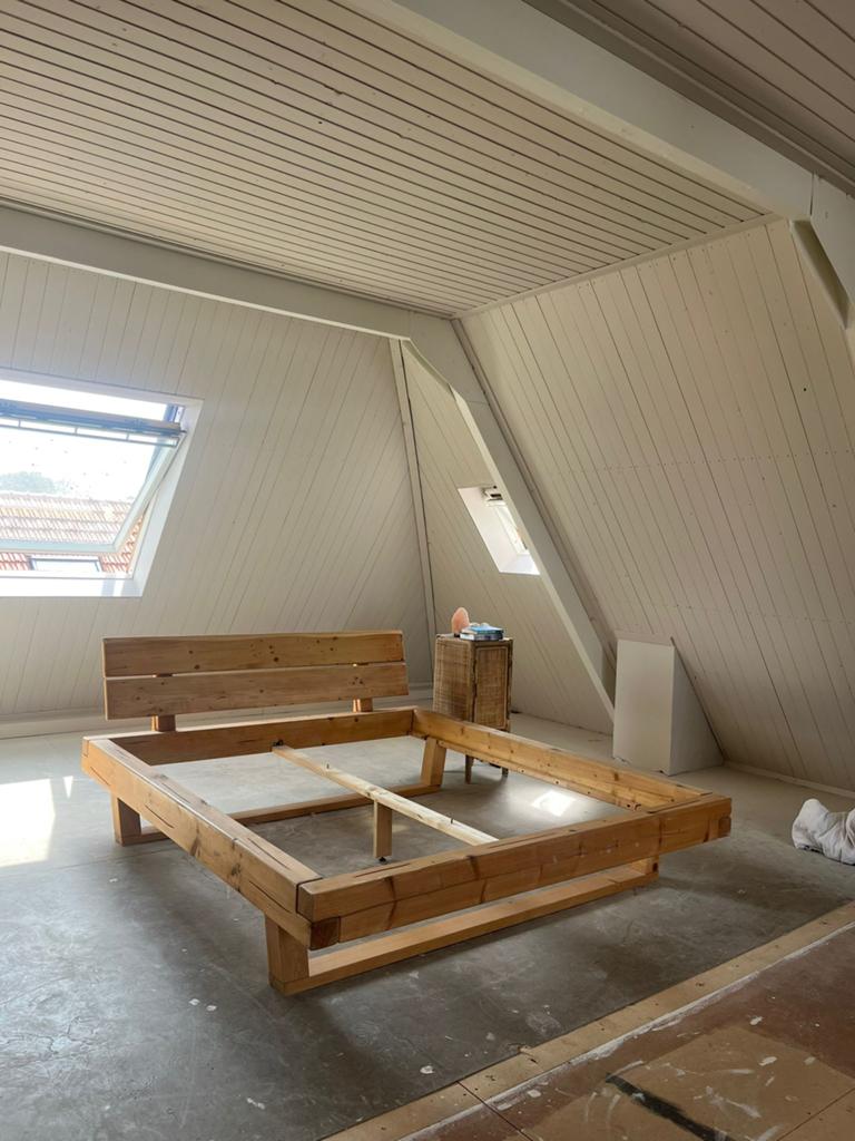 Ledikant, balken bed eiken merk all nature, Tweepersoons, Ophalen of Verzenden, Zo goed als nieuw, 180 cm