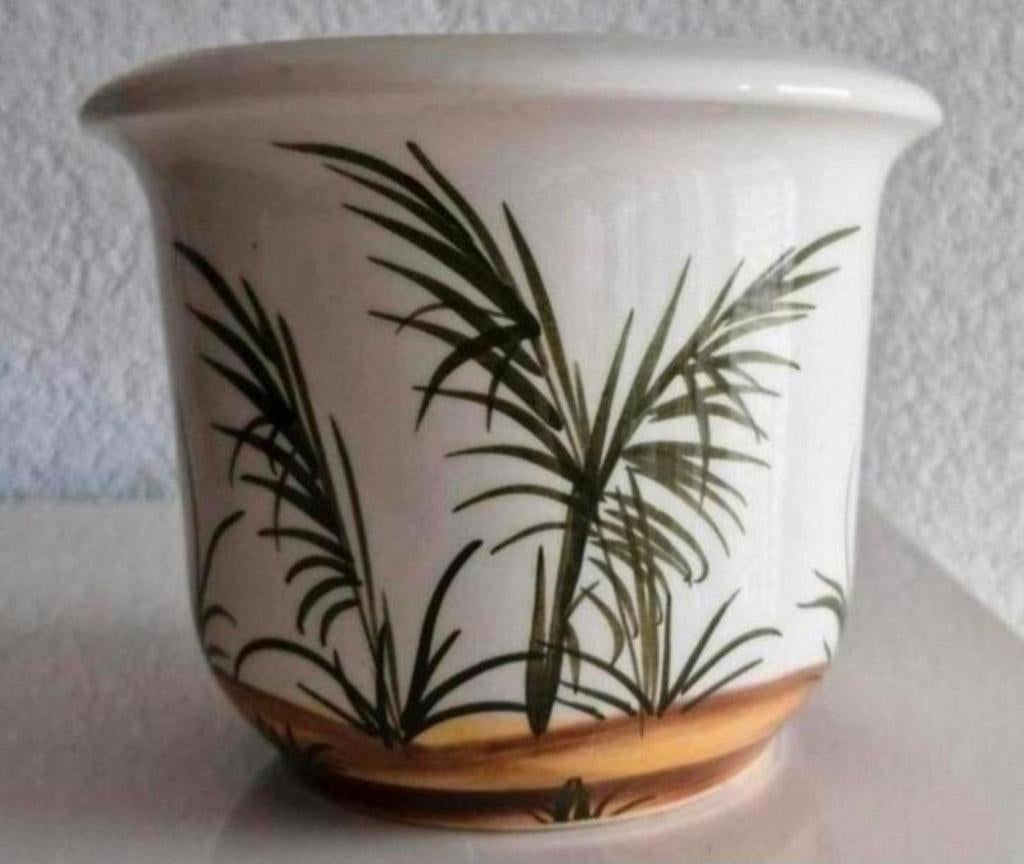 Bloempot met Planten opdrukken, Rond, Ophalen of Verzenden, Aardewerk, Minder dan 40 cm