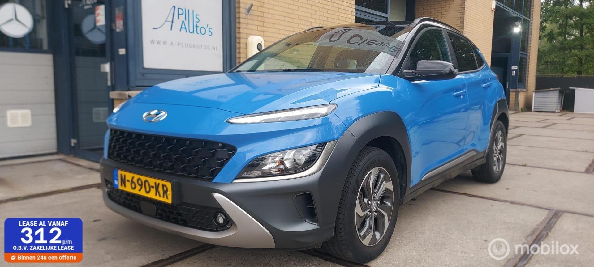Hyundai Kona 1.6 GDI HEV Fashion Sky Hybride Automaat NAP, Auto's, Blauw, Origineel Nederlands, SUV of Terreinwagen, Kona
