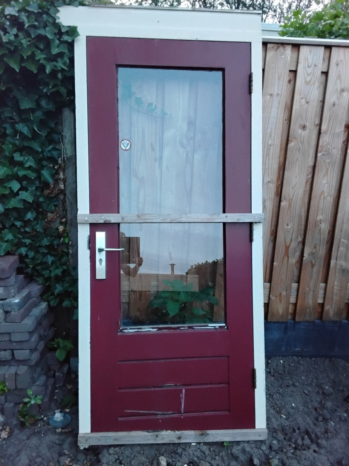 Gebruikte Buitendeur met Glas en Handvat, Doe-het-zelf en Verbouw, Deuren en Horren, Ophalen, Gebruikt, 80 tot 100 cm, Buitendeur