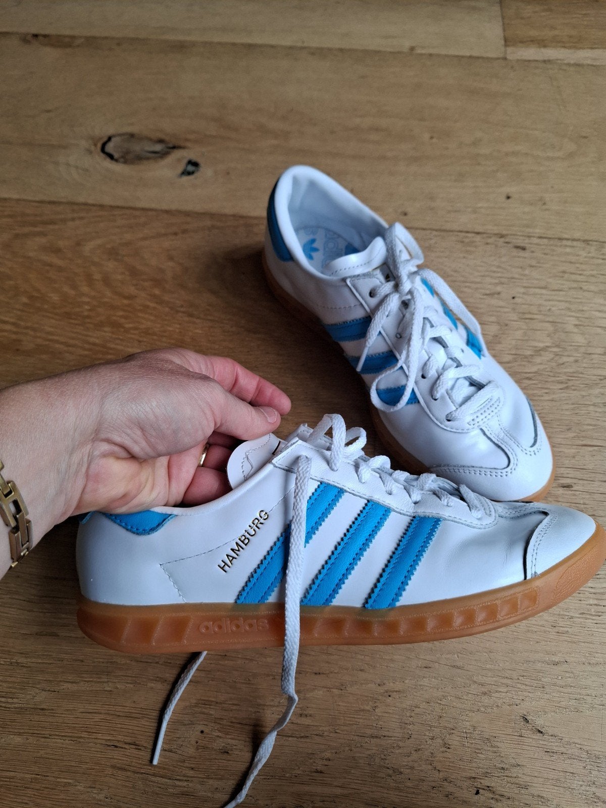 Adidas Hamburg Retro Sneakers Wit Blauw Maat 39.5, Kleding | Dames, Schoenen, Ophalen of Verzenden
