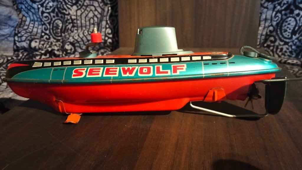 Vintage Blikken Onderzeeër "SEEWOLF" Shinsei-Japan, Antiek en Kunst, Ophalen of Verzenden