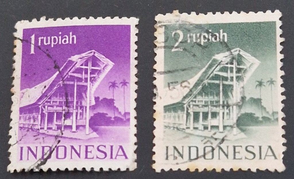 Indonesië 1949 - ZBL 33+34 - Tempels en Woningen, Ophalen of Verzenden, Gestempeld, Zuidoost-Azië