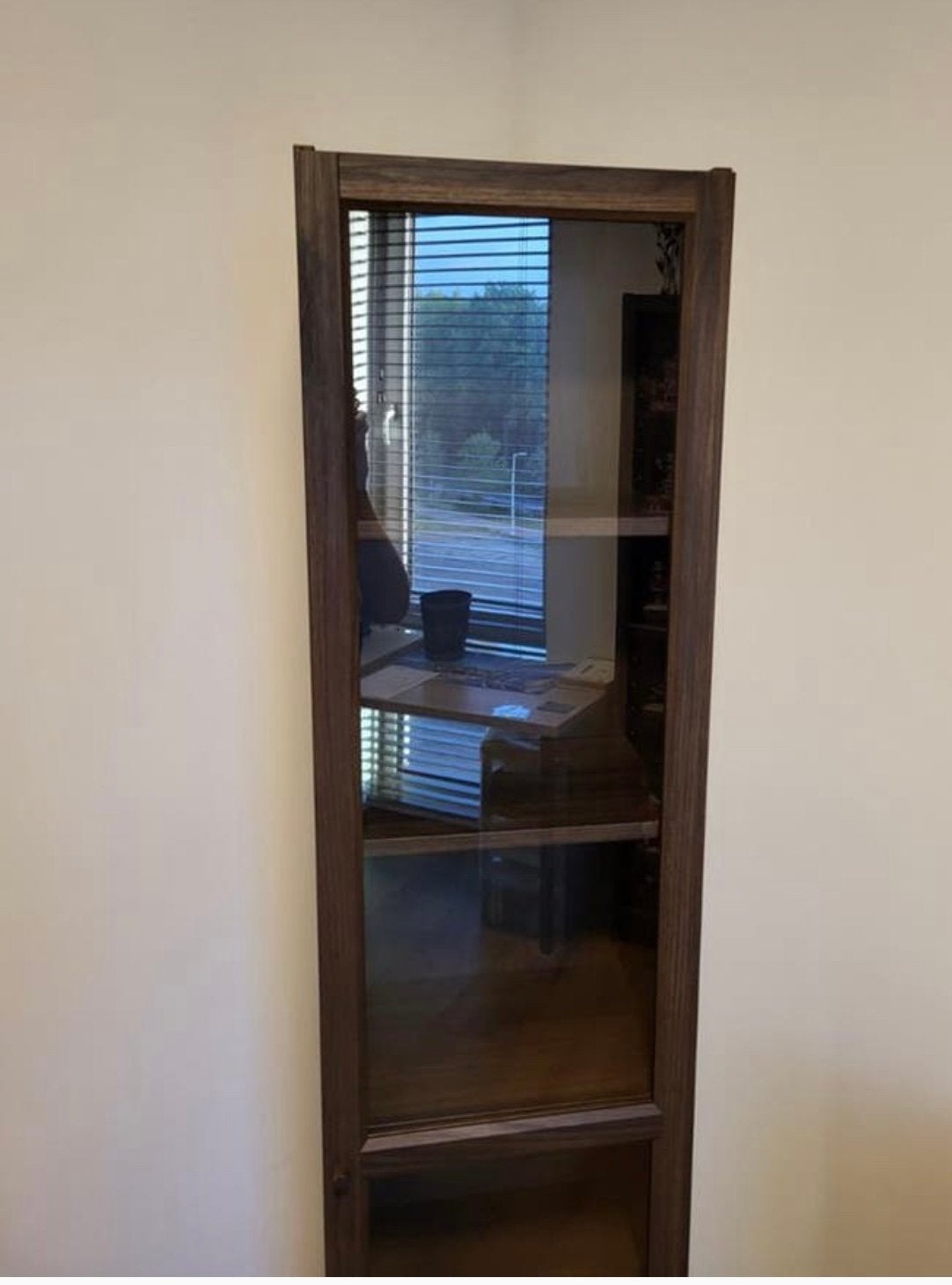 Billy / Oxberg (vitrine) deur (1x) donkerbruin eiken, glas, Ophalen, 200 cm of meer, 50 tot 100 cm, 25 tot 50 cm