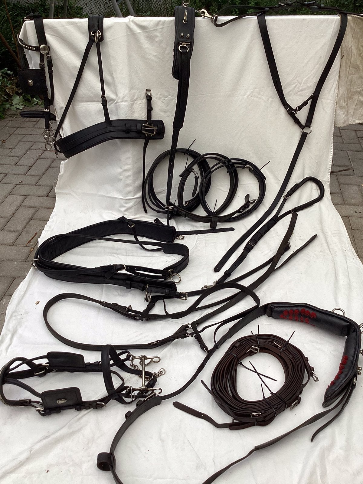 Tweespan leren mentuig  pony nu €350, Dieren en Toebehoren, Paarden en Pony's | Hoofdstellen en Tuigage, Gebruikt, Bit, BR, Ophalen of Verzenden