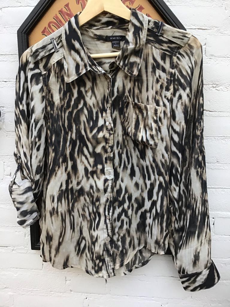 Blouse l dieren print beige/zwart, Ophalen of Verzenden, Zo goed als nieuw