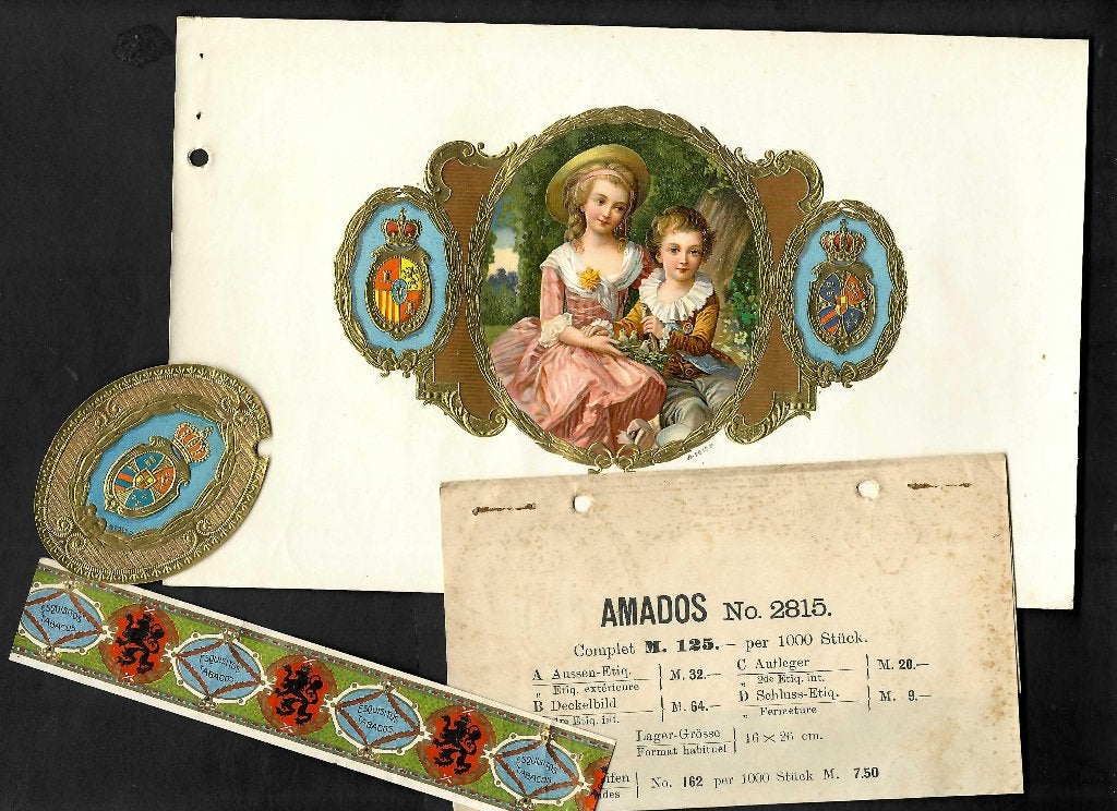 August Osterrieth   set etiket   Amados, Ophalen of Verzenden, Gebruikt, Sigarenbandjes