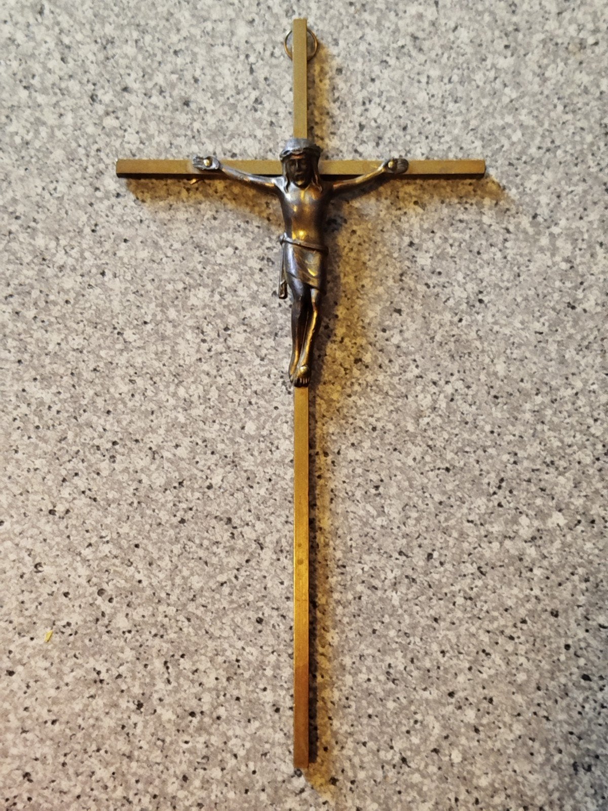 Vintage bronzen kruisbeeld met corpus, Antiek en Kunst, Ophalen of Verzenden