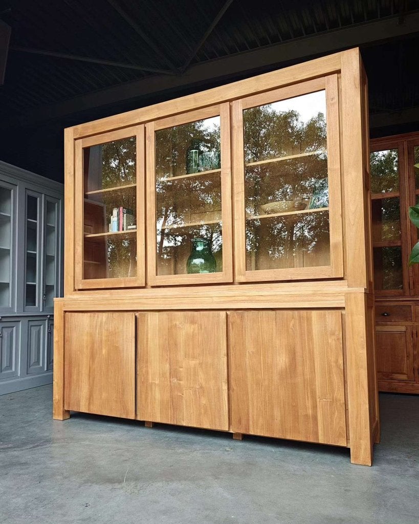 Prachtige strakke buffetkast | Greeploze schoolkast #5597, Teakhout, -, 200 cm of meer, -