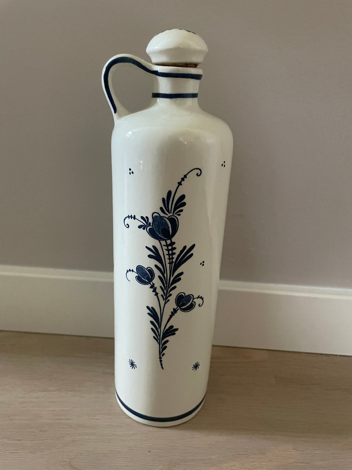 Delfts Blauwe karaf met molen decoratie en kurk, Ophalen of Verzenden