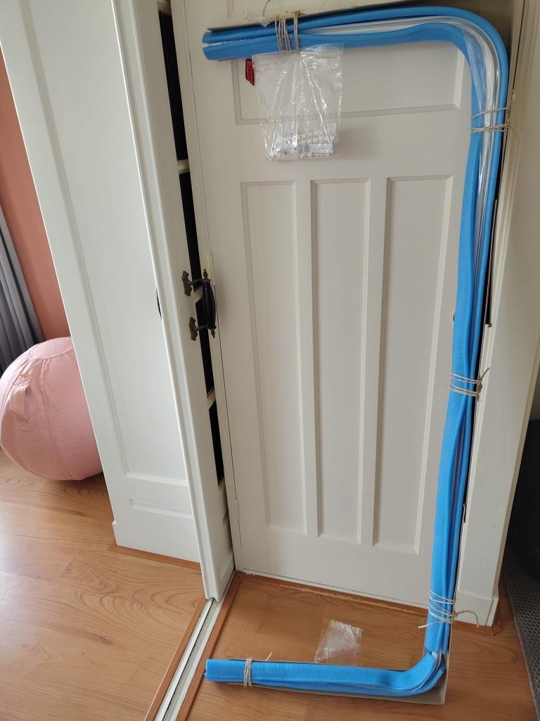 Nieuwe gordijnroede met twee 90 graden hoeken, 60+160+60cm, Modern minimalistisch, Nieuw, Wit, 100 tot 150 cm