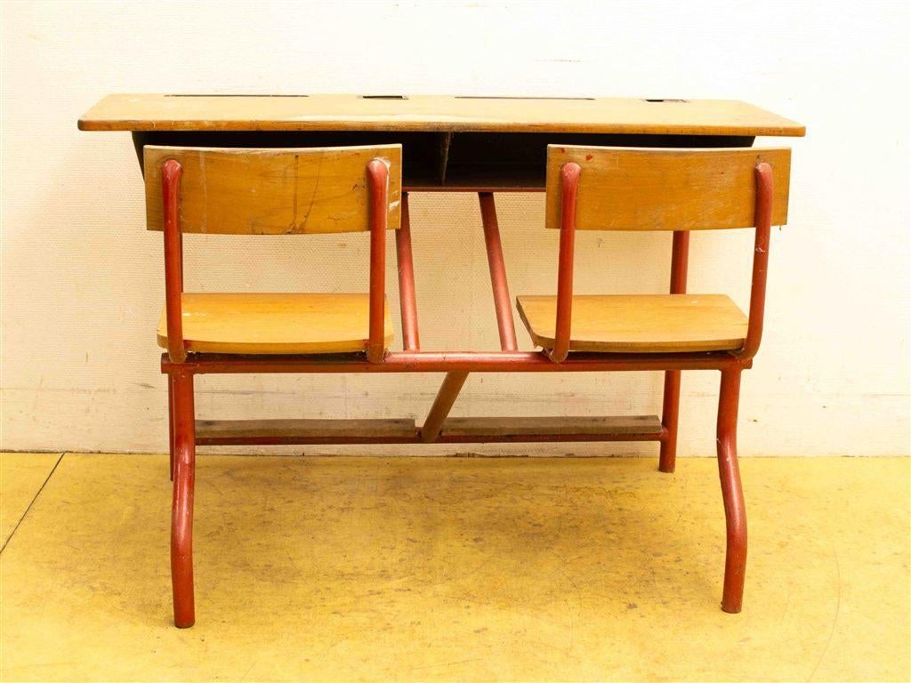 Vintage dubbele lessenaar /school bureau 38327, Ophalen of Verzenden, Gebruikt
