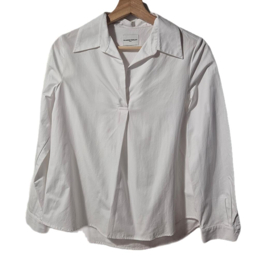 Claudie Pierlot "Bluespop" Witte Katoenen Poplin Blouse, Kleding | Dames, Wit, Claudie Pierlot, Nieuw, Ophalen of Verzenden