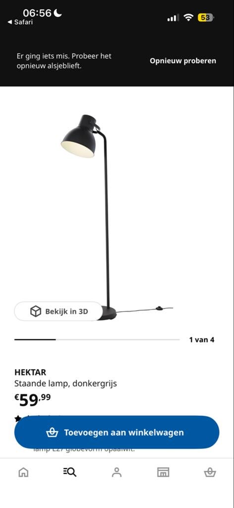 IKEA Hektar Staande Lamp Grijs, Ophalen, Gebruikt, Metaal, 150 tot 200 cm