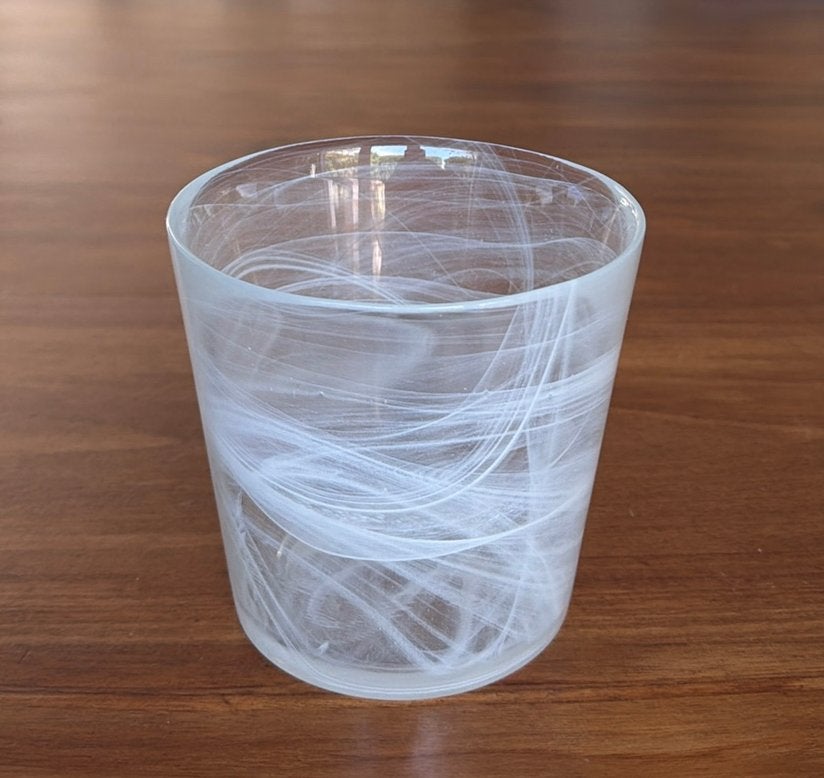 Glazen vaas met witte swirl, Ophalen of Verzenden