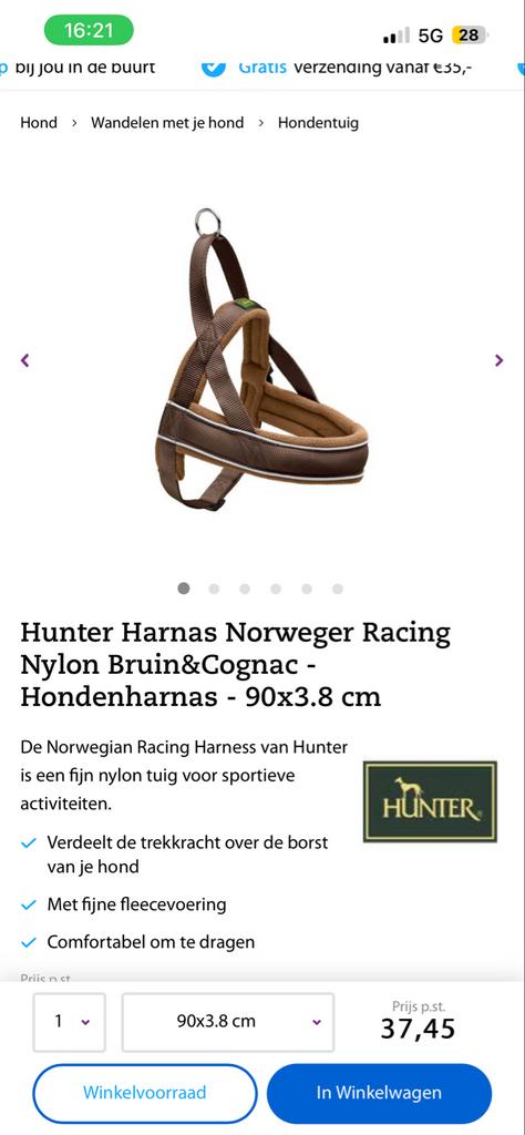 Hunter honden tuigje / harnas, Ophalen of Verzenden, Zo goed als nieuw