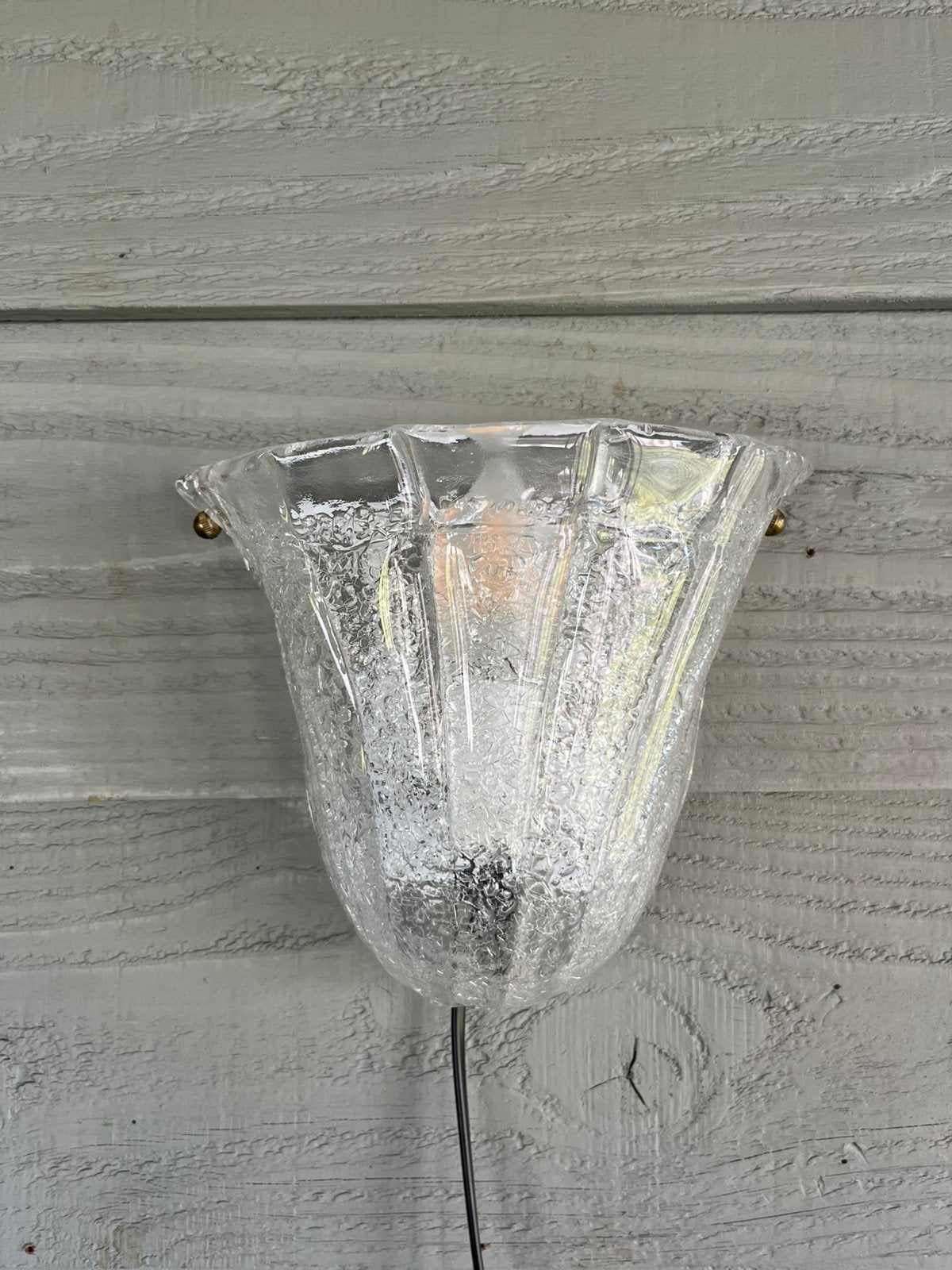 Vintage Lucitalia Milano Murano glazen design wandlamp, Gebruikt, E14 (klein), Ophalen of Verzenden, Glas