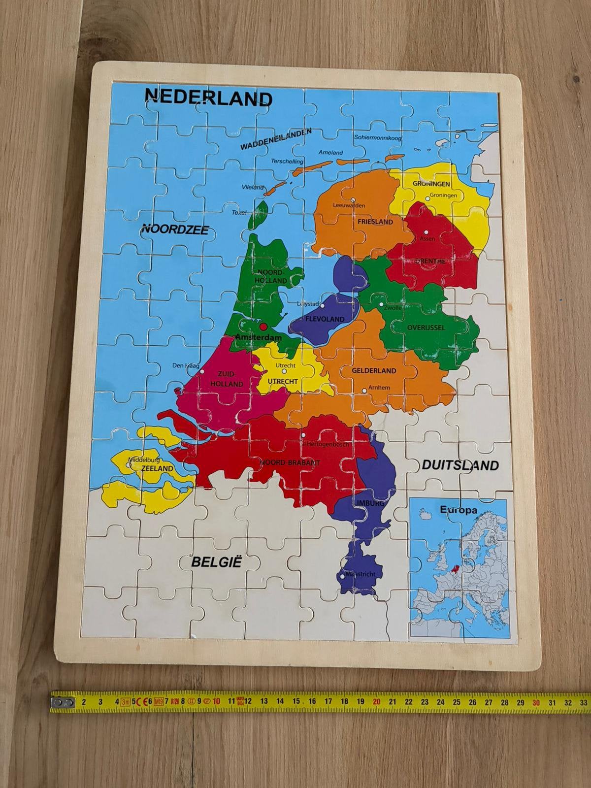 Houten Nederland kaart puzzel - Educatief speelgoed, Gebruikt, 10 tot 50 stukjes, Ophalen of Verzenden, Van hout