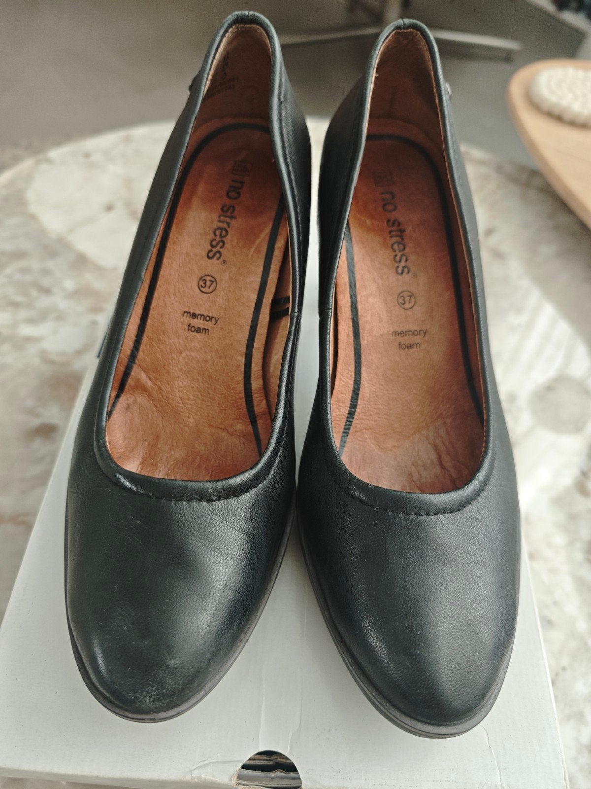 NO STRESS (Manfield) zwart leren pumps mt 37 was €99 zgan, Ophalen of Verzenden, Zo goed als nieuw, NO STRESS  MANFIELD, Instappers